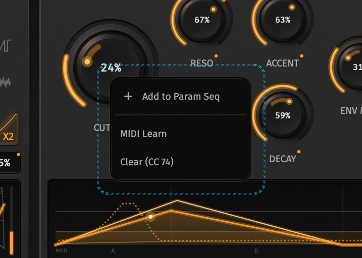 MIDI Learn menu