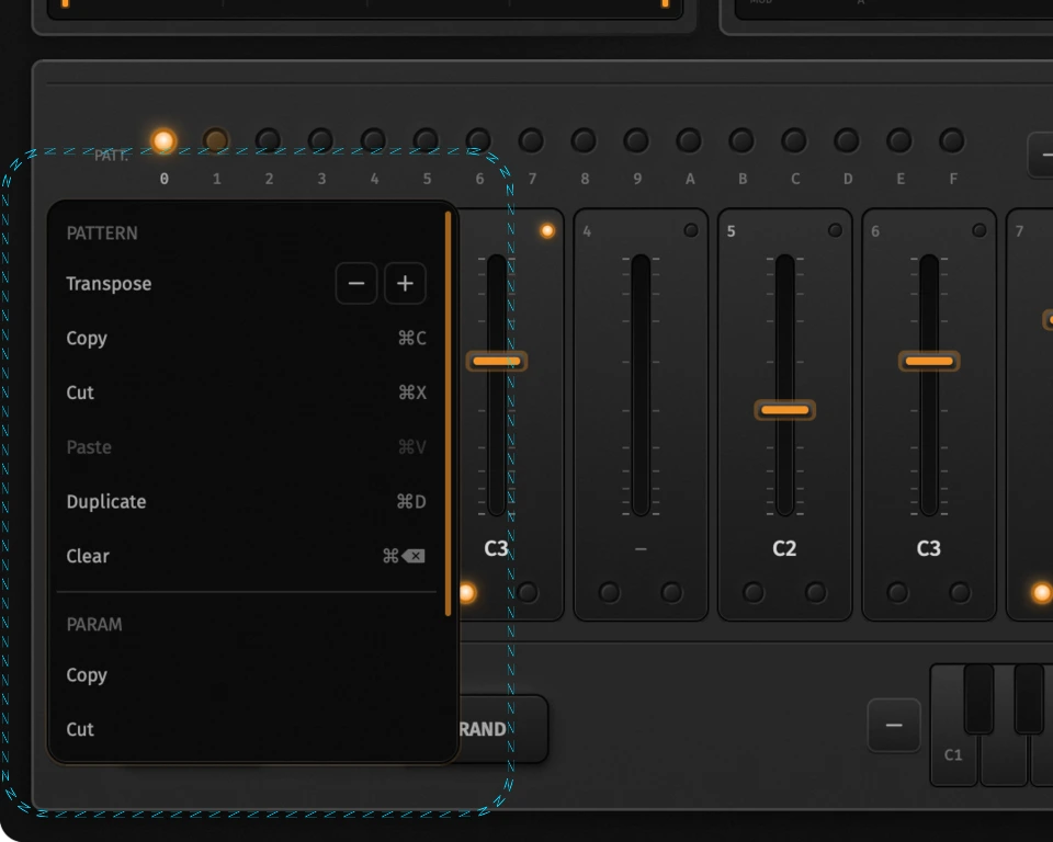 Pattern menu