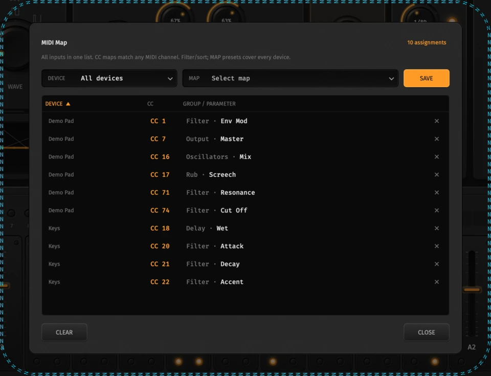 MIDI Map manager